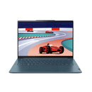 Yoga Pro 7 14.5" WQXGA 90Hz Laptop R7-7840HS 32GB 1TB 780M W11H Tidal Teal (Refurbished) with racing graphic on screen.