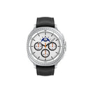 Galaxy Watch8 Classic 46mm Bluetooth (Refurbished) with silver design and black strap, showcasing the watch face.